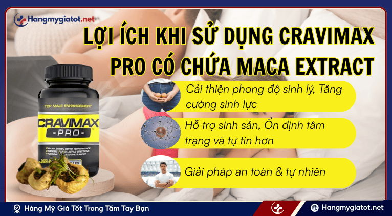 Lợi ích khi sử dụng Cravimax Pro có chứa Maca Extract