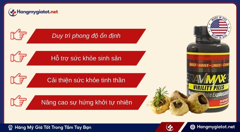 Lợi ích khi sử dụng Gravimax RX có chứa Maca Extract