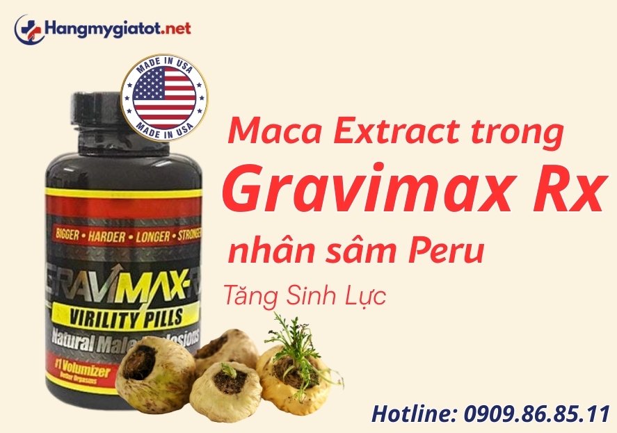 Maca Extract trong Gravimax RX nhân sâm Peru tăng sinh lực