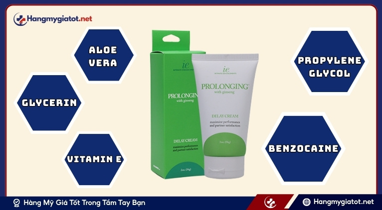Thành phần có trong gel Proloonging Delay Cream