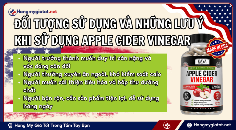 Đối tượng sử dụng và những lưu ý khi sử dụng Apple Cider Vinegar