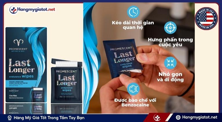 khăn lau Promescent Last Longer Delay Wipes