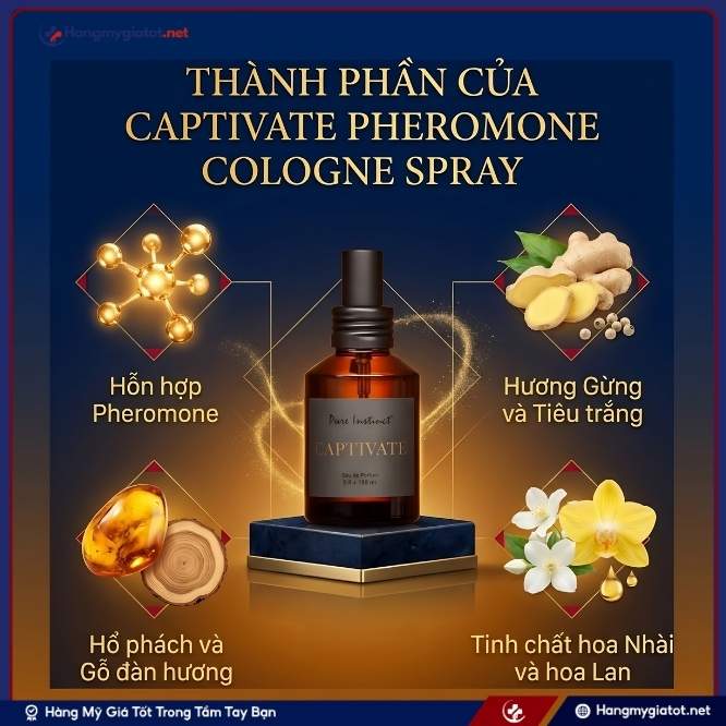 Thành Phần Từ Tự Nhiên Của Captivate Pheromone Cologne Spray