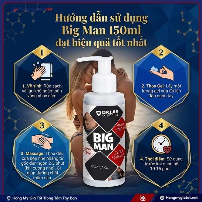 Hướng dẫn sử dụng Dr.Lab Big Man 150ml đạt hiệu quả tốt nhất