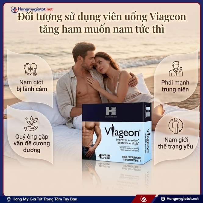 Đối tượng sử dụng viên uống Viageon 1 vỉ 4 viên