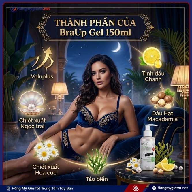 Thành Phần Nuôi Dưỡng Vòng Ngực Từ BraUp Gel
