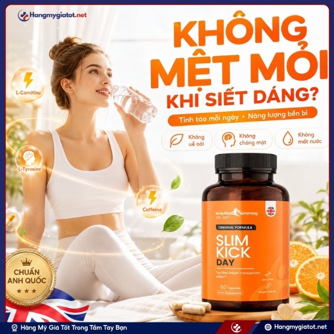 Tại sao viên uống giảm cân Slim Kick Day không gây mệt mỏi?